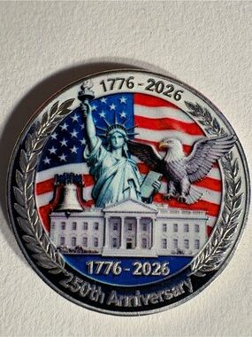 Patriotic 1776-2026 Commemorative Coin - Blue, Red, White